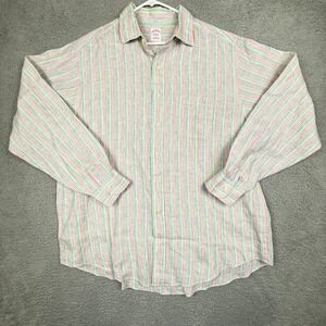Brooks Brothers XL Linen Striped Button Down Shirt Traditional‎ Fit